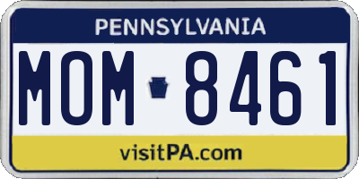 PA license plate MOM8461