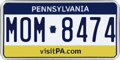 PA license plate MOM8474