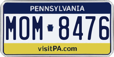 PA license plate MOM8476