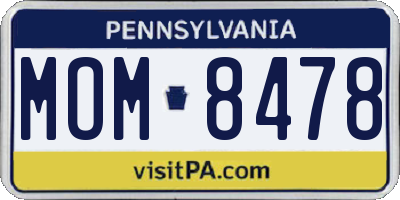 PA license plate MOM8478