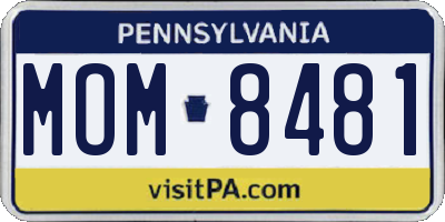 PA license plate MOM8481