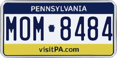 PA license plate MOM8484