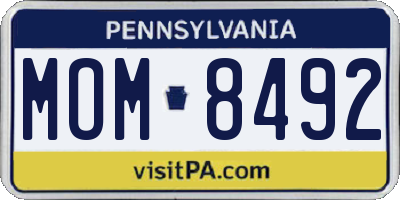 PA license plate MOM8492