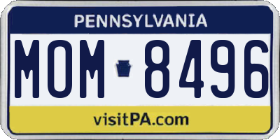 PA license plate MOM8496