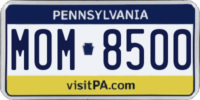 PA license plate MOM8500