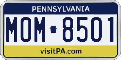 PA license plate MOM8501