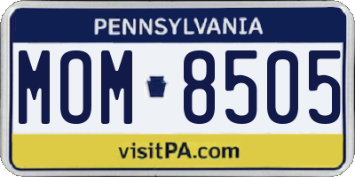 PA license plate MOM8505