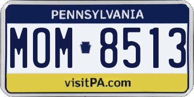 PA license plate MOM8513
