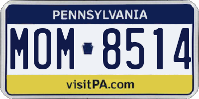 PA license plate MOM8514