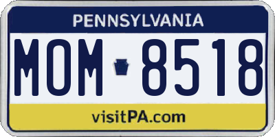 PA license plate MOM8518