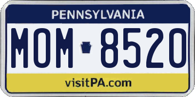 PA license plate MOM8520