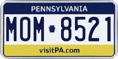 PA license plate MOM8521