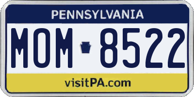 PA license plate MOM8522