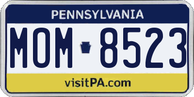 PA license plate MOM8523