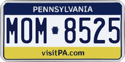PA license plate MOM8525