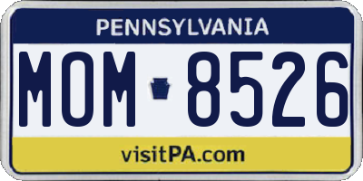 PA license plate MOM8526