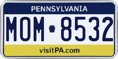 PA license plate MOM8532