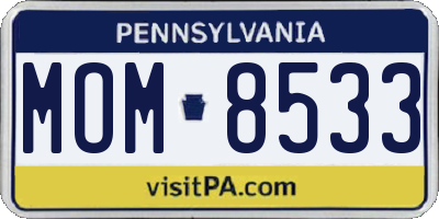 PA license plate MOM8533