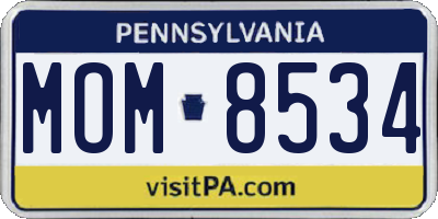 PA license plate MOM8534