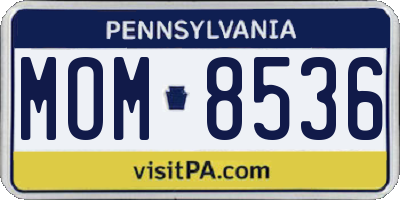 PA license plate MOM8536