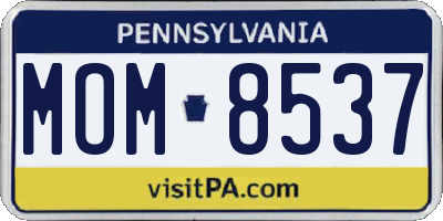 PA license plate MOM8537