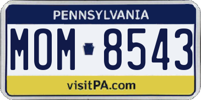 PA license plate MOM8543
