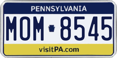 PA license plate MOM8545
