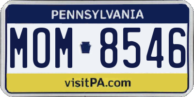 PA license plate MOM8546
