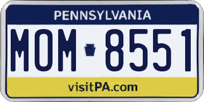 PA license plate MOM8551