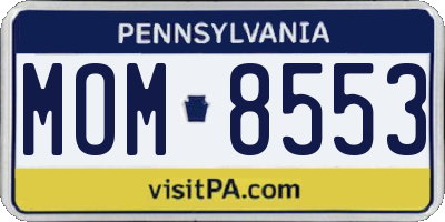 PA license plate MOM8553