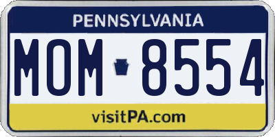 PA license plate MOM8554