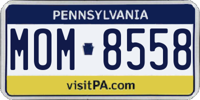PA license plate MOM8558
