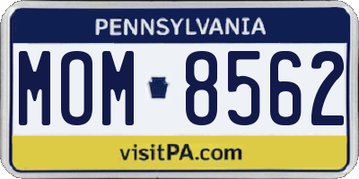 PA license plate MOM8562