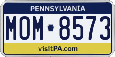 PA license plate MOM8573