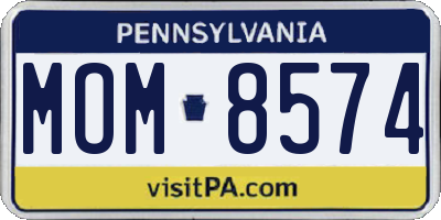 PA license plate MOM8574