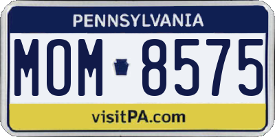 PA license plate MOM8575