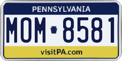 PA license plate MOM8581
