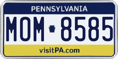 PA license plate MOM8585