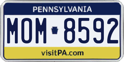 PA license plate MOM8592