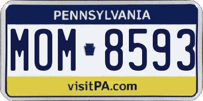 PA license plate MOM8593