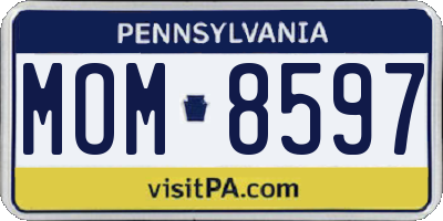 PA license plate MOM8597