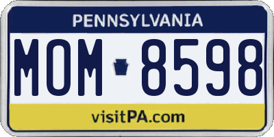 PA license plate MOM8598