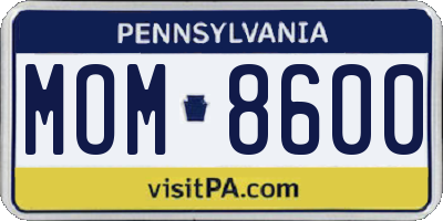 PA license plate MOM8600