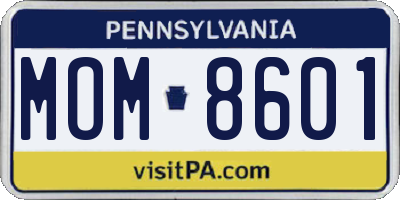 PA license plate MOM8601