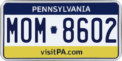PA license plate MOM8602