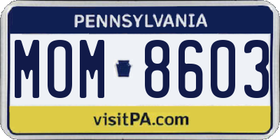 PA license plate MOM8603