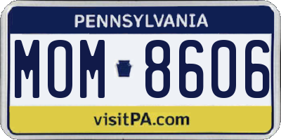 PA license plate MOM8606