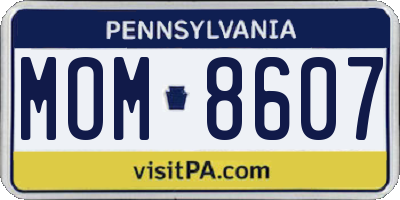 PA license plate MOM8607