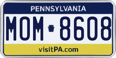 PA license plate MOM8608