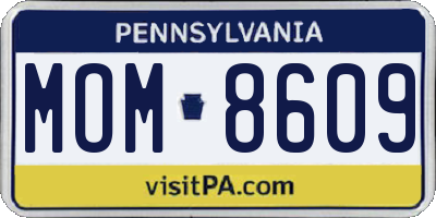 PA license plate MOM8609